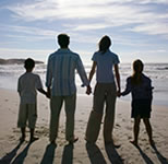 family looking out to sea